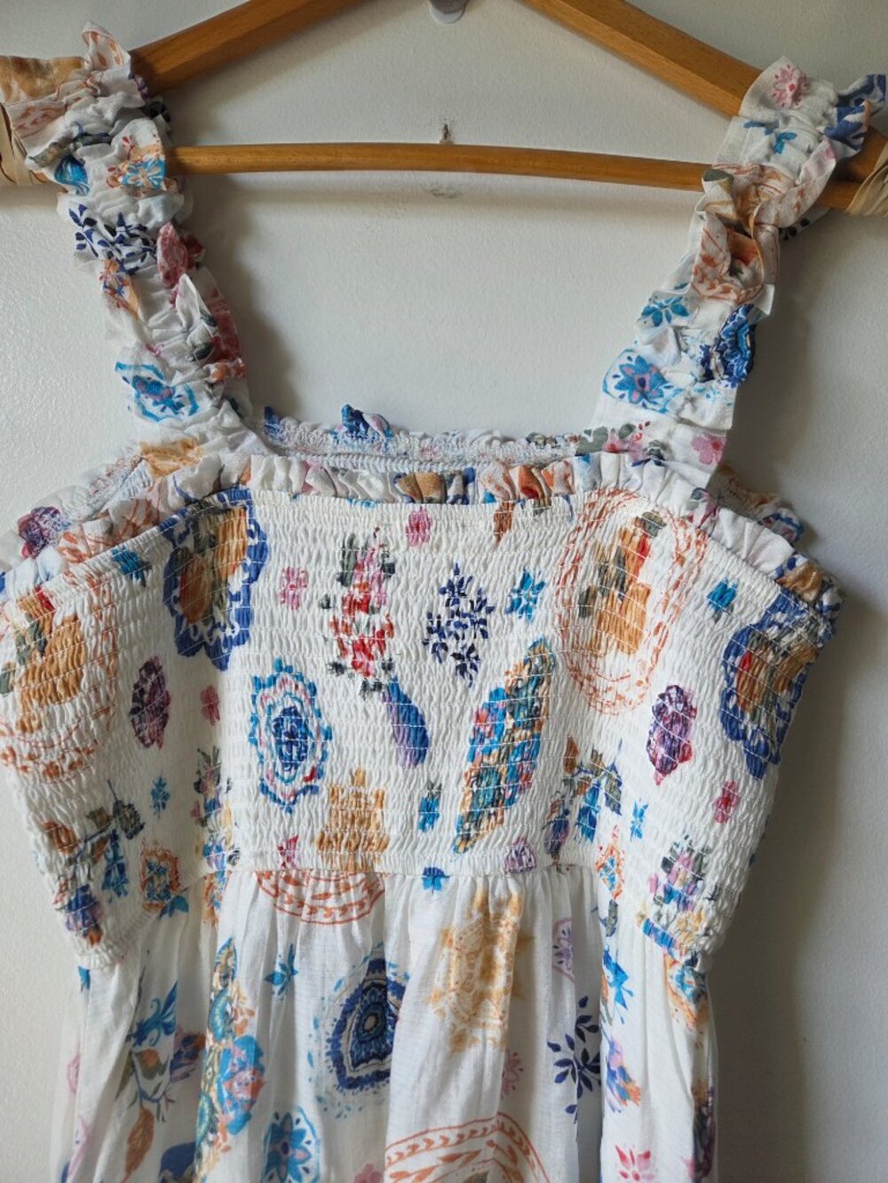 NWOT BLU PEPPER SUMMER PRINTED SMOCKED MAXI DRESS SIZE M - Picture 4 of 15